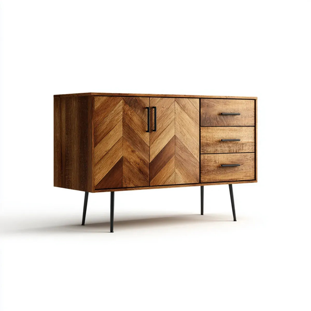 Credenza da sala da pranzo marrone 150 x 40 x 80 cm in legno massello di mango rettangolare con 3 cassetti e 2 ante