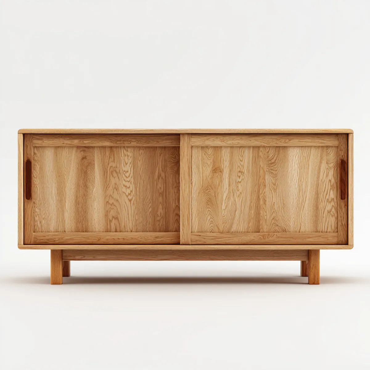 Credenza da sala da pranzo rovere naturale 180 x 45 x 85 cm in rovere massello rettangolare con 2 ante scorrevoli