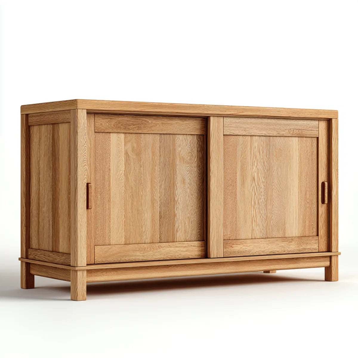 Credenza con ante scorrevoli in rovere naturale 120 x 45 x 85 cm rettangolare