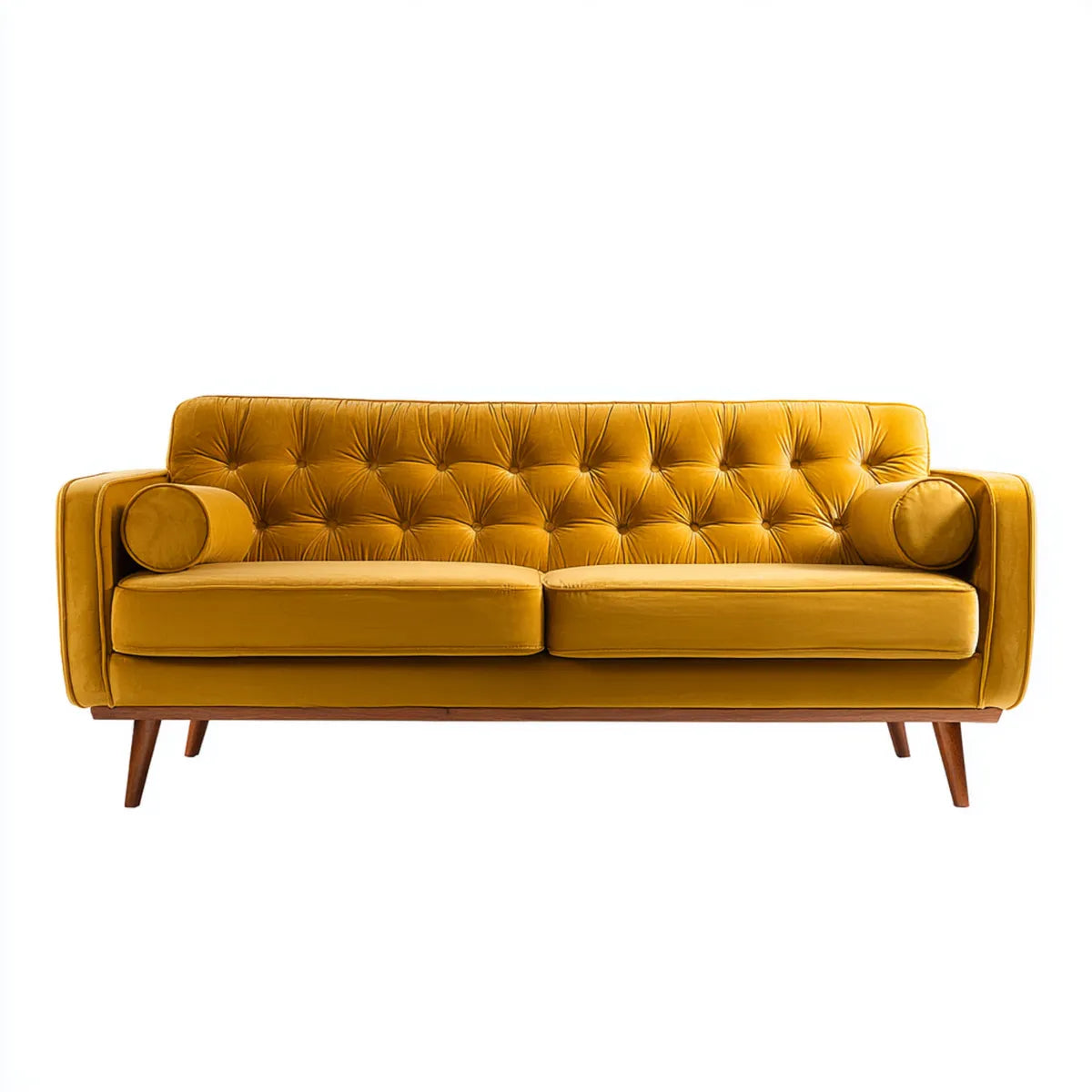 Divano 3 posti senape 200 x 85 x 85 cm in velluto di poliestere rettangolare