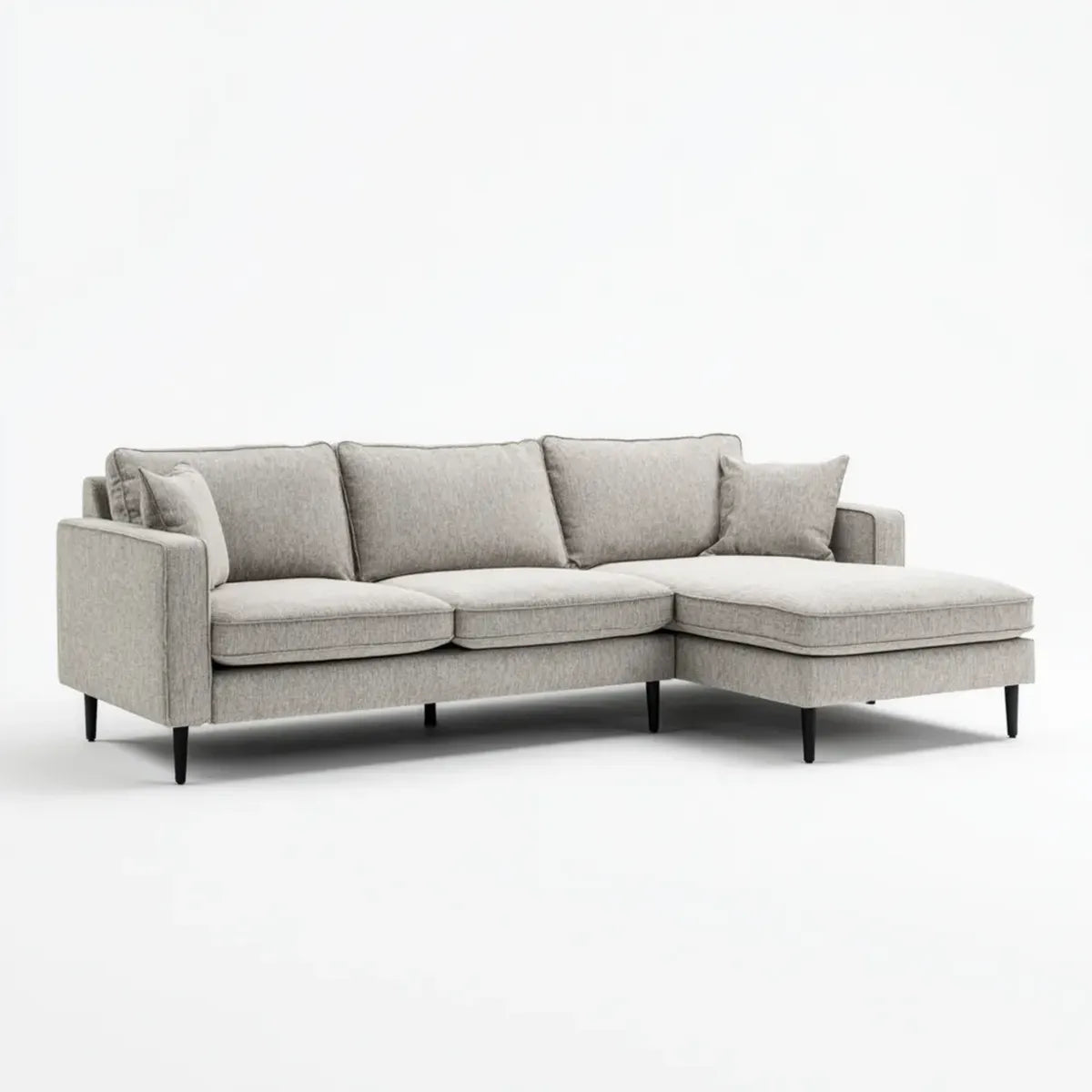 Divano angolare 4 posti grigio chiaro con chaise longue destra 250 x 160 x 86 cm in poliestere forma a L