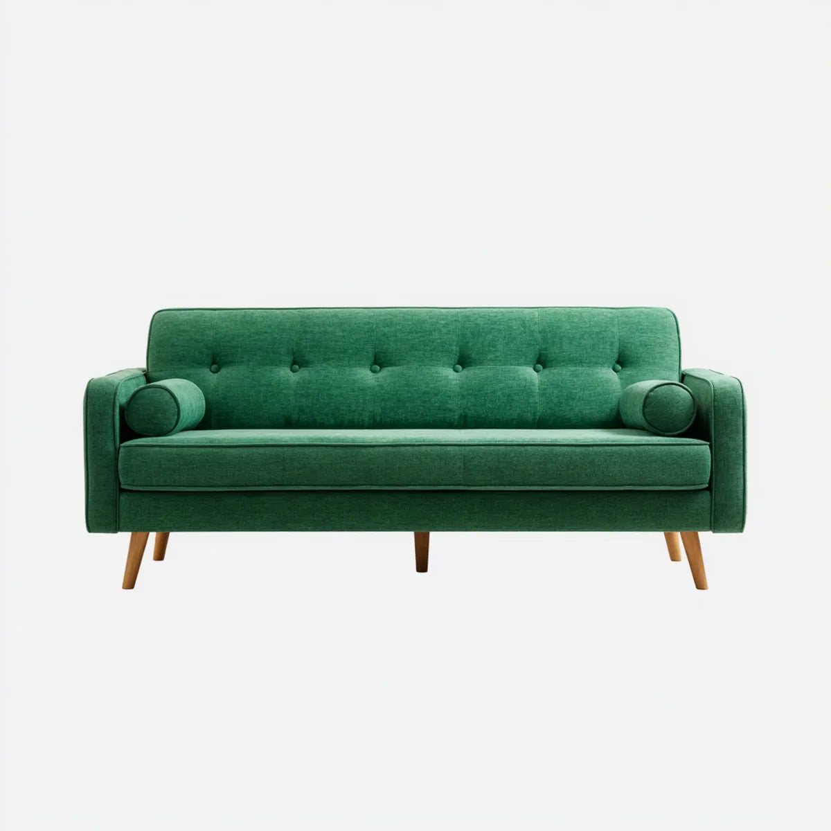 Divano 3 posti verde in poliestere con gambe in legno massello 200 x 85 x 86 cm rettilineo