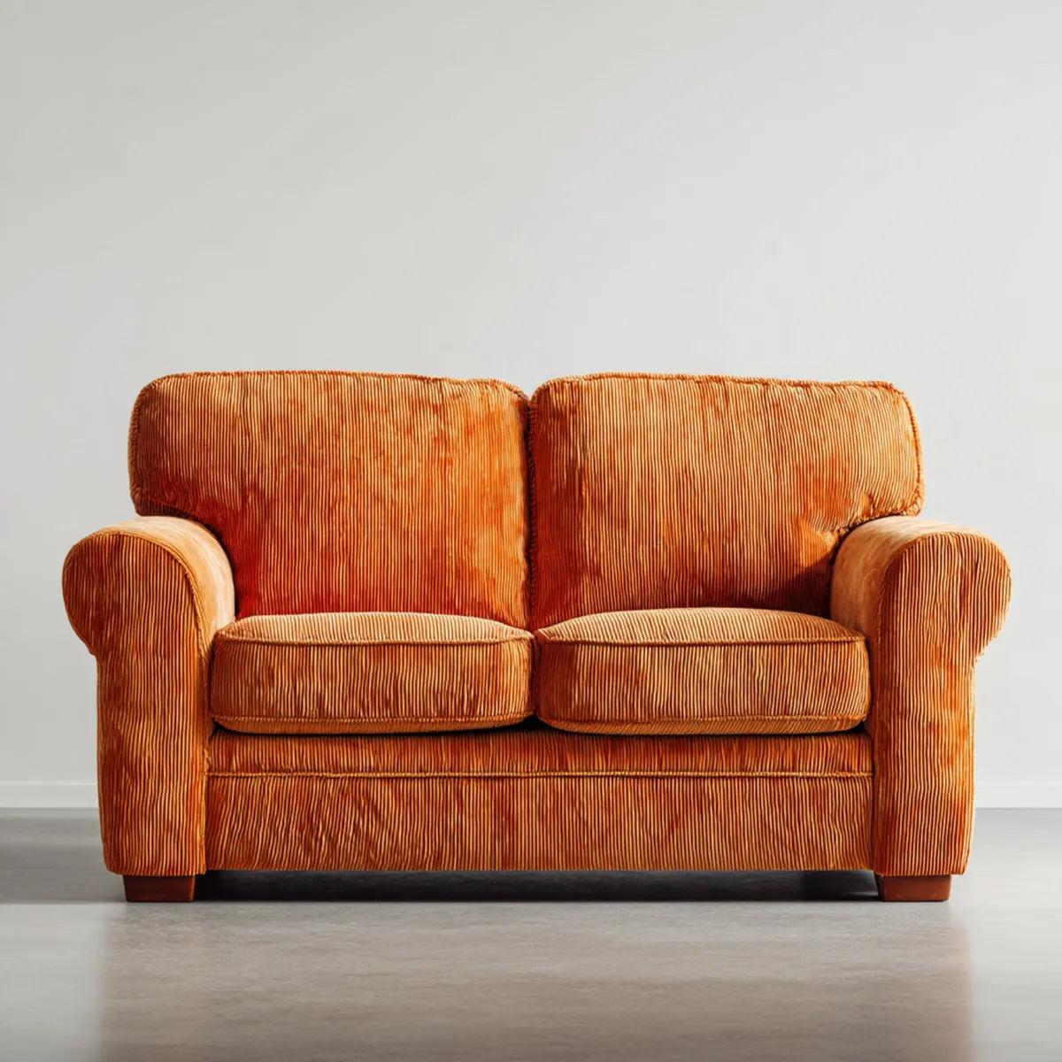 Divano 2 posti arancione in velluto a coste di poliestere rettangolare 160 x 90 x 88 cm