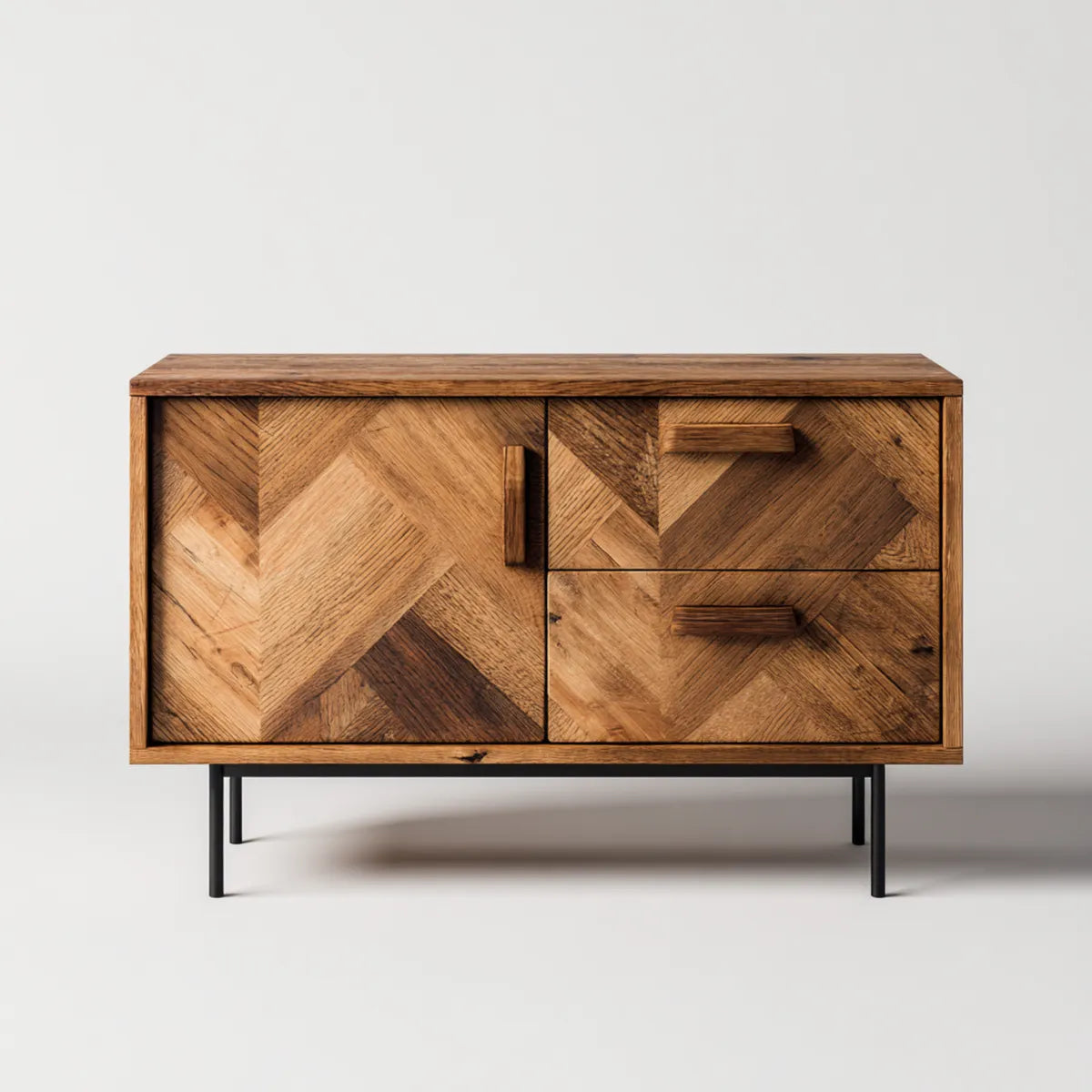 Credenza da sala da pranzo marrone in legno massello di mango con 1 anta e 2 cassetti 120 x 40 x 80 cm