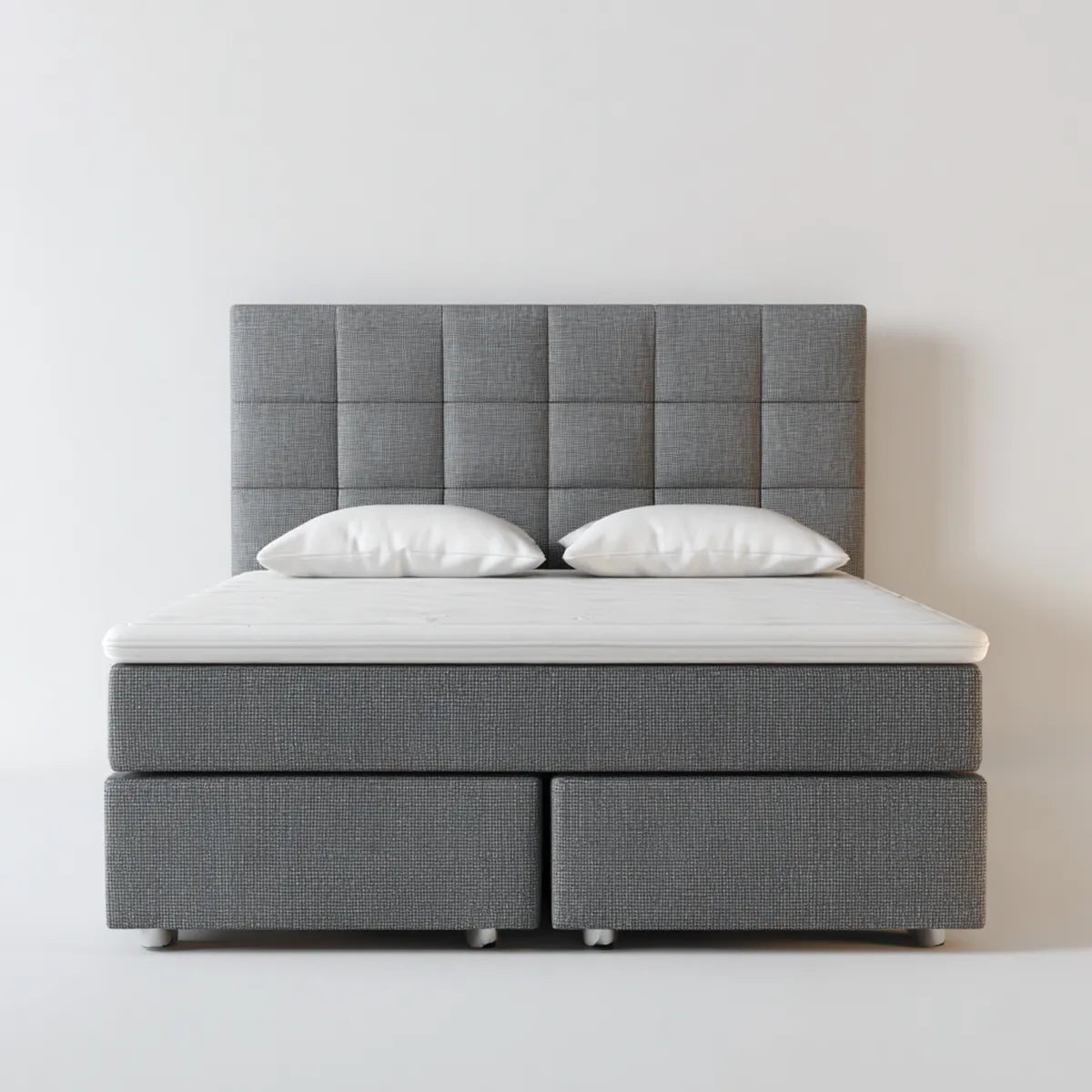 Letto matrimoniale imbottito grigio 160 x 200 cm in poliestere rettangolare