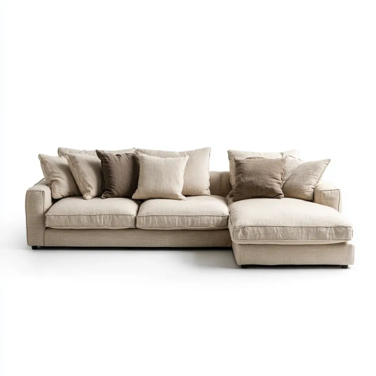 Divano angolare 3 posti con chaise longue beige in poliestere a L 280 x 160 x 85 cm