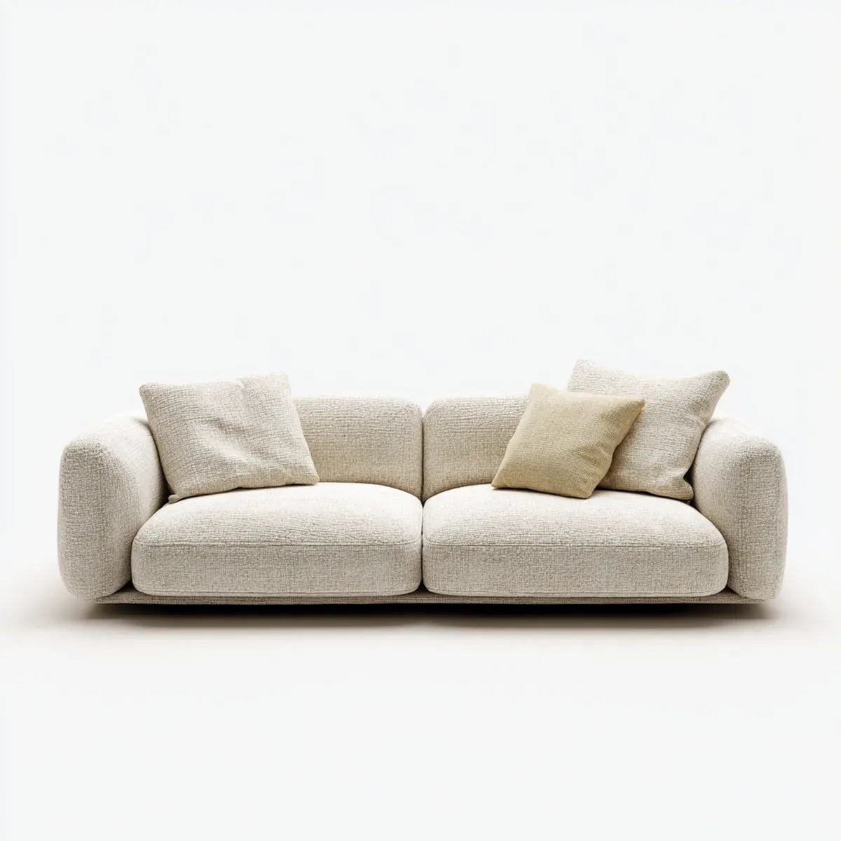 Divano 3 posti beige 220 x 95 x 78 cm in poliestere bouclé rettangolare