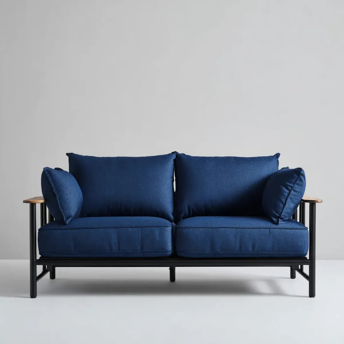 Divano 2 posti blu navy 160 x 82 x 82 cm in poliestere con telaio in acciaio forma rettangolare